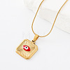 304 Stainless Steel Enamel Evil Eye Square Pendant Necklaces for Men Women OA0079-2-1