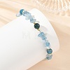 2Pcs 2 Styles Natural Aquamarine & Green Rutilated Quartz & Apatite & Peridot Round and Chip Beaded Bracelet Sets with 304 Stainless Steel End Chains BJEW-JB14339-2