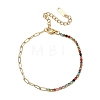 304 Stainless Steel Paperclip Chain & Rhinestone Cup Chains  Bracelets for Women BJEW-D456-06G-03-4