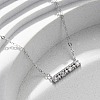 925 Sterling Silver Micro Pave Clear Cubic Zirconia Rectangle Pendant Necklaces for Women NJEW-D316-02P-2