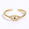 Brass Micro Pave Cubic Zirconia Open Cuff Rings QO1943-3