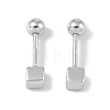 Anti-Tarnish Cube Rhodium Plated 999 Sterling Silver Earlobe Plugs for Women EJEW-S215-25P-01-2