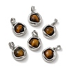 Natural Tiger Eye Brass Flat Round Charms KK-M270-39P-01-1