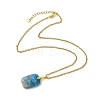 Natural Apatite Rectangle Pendant 304 Stainless Steel Cable Chain Necklaces NJEW-JN06210-02-3