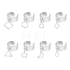 8Pcs 8 Style 304 Stainless Steel Open Cuff Rings Set RJEW-AB00012-1