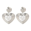 Rack Plating Heart Brass Stud Earrings EJEW-H016-11P-1