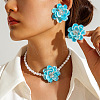 Plastic Imitation Pearl Bead & Resin & Glass Pendant Necklaces & Stud Earrings FS-WG9DBB6-03-1