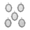 Tibetan Style Antique Silver Alloy Flat Oval Pendant Cabochon Settings LS-TIBEP-M022-19AS-1
