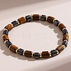 Synthetic Non-magnetic Hematite & Wood Beads Stretch Bracelets for Men WG9F2CA-02-1