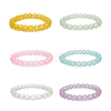 Frosted Glass Round Beaded Stretch Bracelet Sets for Women BJEW-JB09174-4