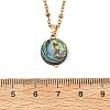 Natural Paua Shell Geometric Pendant 304 Stainless Steel Satellite Chain Necklaces NJEW-JN06352-5