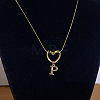 304 Stainless Steel Heart with Initial Pendant Necklaces for Women FS-WG4DC9E-16-1