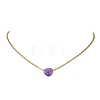 Natural & Synthetic Mixed Gemstone Heart Pendant 304 Stainless Steel Cable Chains Necklaces for Women NJEW-JN06093-3
