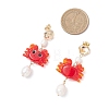 Crab Handmade Lampwork Dangle Stud Earrings EJEW-TA00761-4