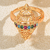 Hollow Geometric Brass Micro Pave Cubic Zirconia Finger Rings for Women US8638-4-1