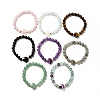 Natural & Synthetic Mixed Gemstone Moon and Star Beaded Stretch Bracelet for Women G-G997-C-1