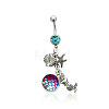 316L Surgical Stainless Steel Mermaid Starfish Dangle Belly Rings WG35D2C-12-2