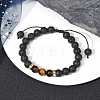 Natural Lava Rock & Tiger Eye Braided Bead Bracelets BJEW-JB09729-01-2