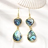 Brass Natural Abalone Shell Dangle Earrings EJEW-F388-01D-G-1