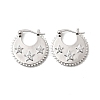 Star Brass Micro Pave Clear Cubic Zirconia Hoop Earrings EJEW-Z157-01P-4