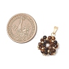 Natural Tiger Eye Faceted Round Cluster Flower Pendants PALLOY-MZ01197-03-2