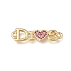 Brass Micro Pave Purple Cubic Zirconia Connector Charms KK-E802-06G-1