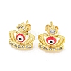 Crown with Evil Eye Real 18K Gold Plated Brass Stud Earrings EJEW-L269-108G-02-1