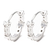 Ring with Letter X 925Sterling Silver Micro Pave Clear Cubic Zirconia Hoop Earrings for Women EJEW-K317-03P-4