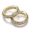 Brass Micro Pave Cubic Zirconia Spring Gate Rings ZIRC-S066-027-NF-3