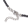 Brass and Faceted Round Natural Black Spinel Beaded Necklaces for Women NJEW-JN05657-01-5