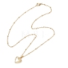 Brass Heart Locket Photo Pendant 304 Stainless Steel Satellite Chain Necklaces for Women NJEW-JN05734-4