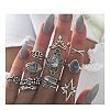 11Pcs Alloy with Synthetic Resin Finger Rings FS-WG21963-04-1-1