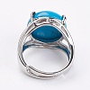 Adjustable Synthetic Turquoise Finger Rings RJEW-F075-01E-3
