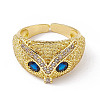 Cubic Zirconia Owl Open Cuff Rings RJEW-P079-01G-01-2