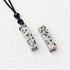 Natural Dalmatian Jasper Cuboid Pendant Black Cotton Cord Necklaces FS-WG3353C-03-1