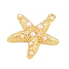 Brass & ABS Plastic Imitation Pearl Pendants PL-CBAB484-06G-2