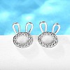 Rabbit Head Brass Micro Pave Cubic Zirconia Ear Studs EJEW-D304-39P-4