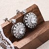 Brass Micro Pave Clear Cubic Zirconia Stud Earrings EJEW-C130-01P-1