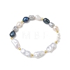 Natural Cultured Freshwater Pearl & Baroque Pearl Keshi Pearl & Shell Pearl Beads Stretch Bracelets for Women BJEW-JB13715-3