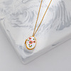 304 Stainless Steel Enamel Geometric Magnetic Photo Locket Pendant Necklaces for Women WG980C2-03-1