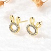 Rabbit Head Brass Micro Pave Cubic Zirconia Ear Studs EJEW-D304-39G-5