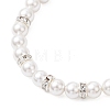 Round Shell Pearl & Brass Rhinestone Beaded Bracelet for Women BJEW-JB12871-3