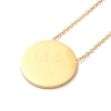 304 Stainless Steel Flat Round Pandant Necklace for Women NJEW-O126-01G-03-2