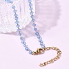 304 Stainless Steel with Glass Faceted Rondelle Bead Handmade Link Chain Birth Stone Necklaces for Women NJEW-G195-01G-07-2