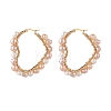 Natural Pearl Wire Wrapped Heart Big Hoop Earrings for Women EJEW-JE04796-01-1