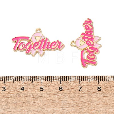 Breast Cancer Awareness Ribbon Zinc Alloy Enamel Pendants ENAM-I079-02G-01-1
