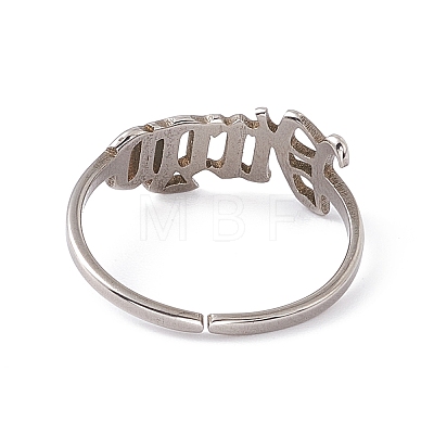 304 Stainless Steel Constellation Open Cuff Ring for Women RJEW-C035-01F-P-1