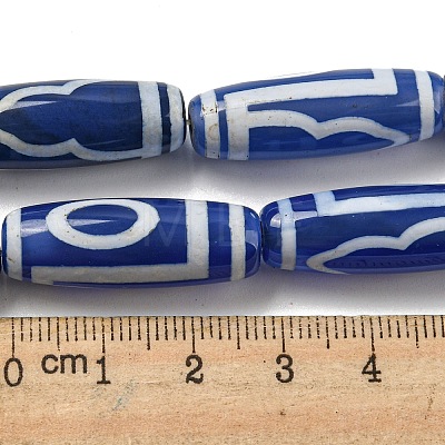 Blue Tibetan Style dZi Beads Strands TDZI-NH0001-B13-01-1