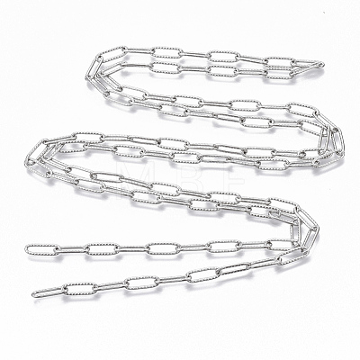304 Stainless Steel Textured Paperclip Chains CHS-S006-JN954-1-1