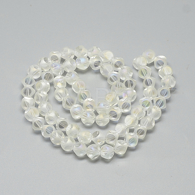 AB Color Plated Transparent Glass Beads Strands X-EGLA-R108-8mm-A06-1